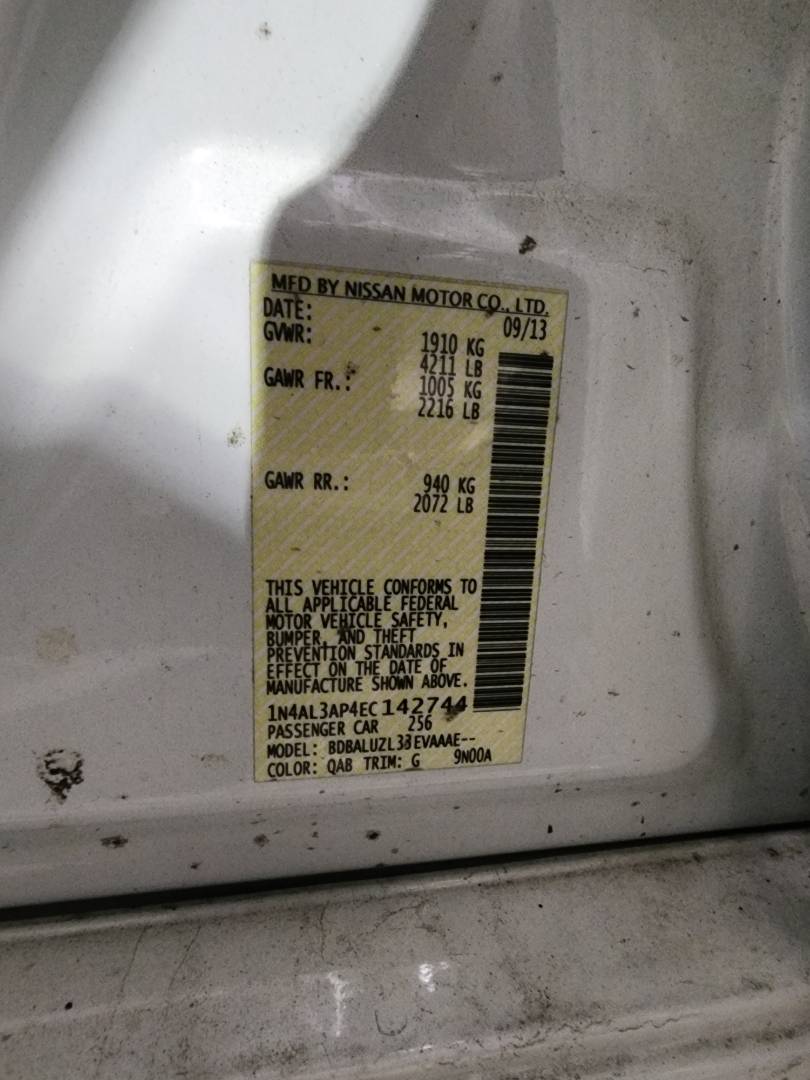 2014 NISSAN ALTIMA — 142043 Miles — Lot C142744 - Marhaba Auctions Used Cars - Image 3