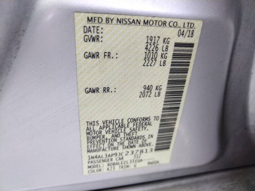 2018 NISSAN ALTIMA — 109232 Miles — Lot 37371822 - Marhaba Auctions Used Cars - Image 7