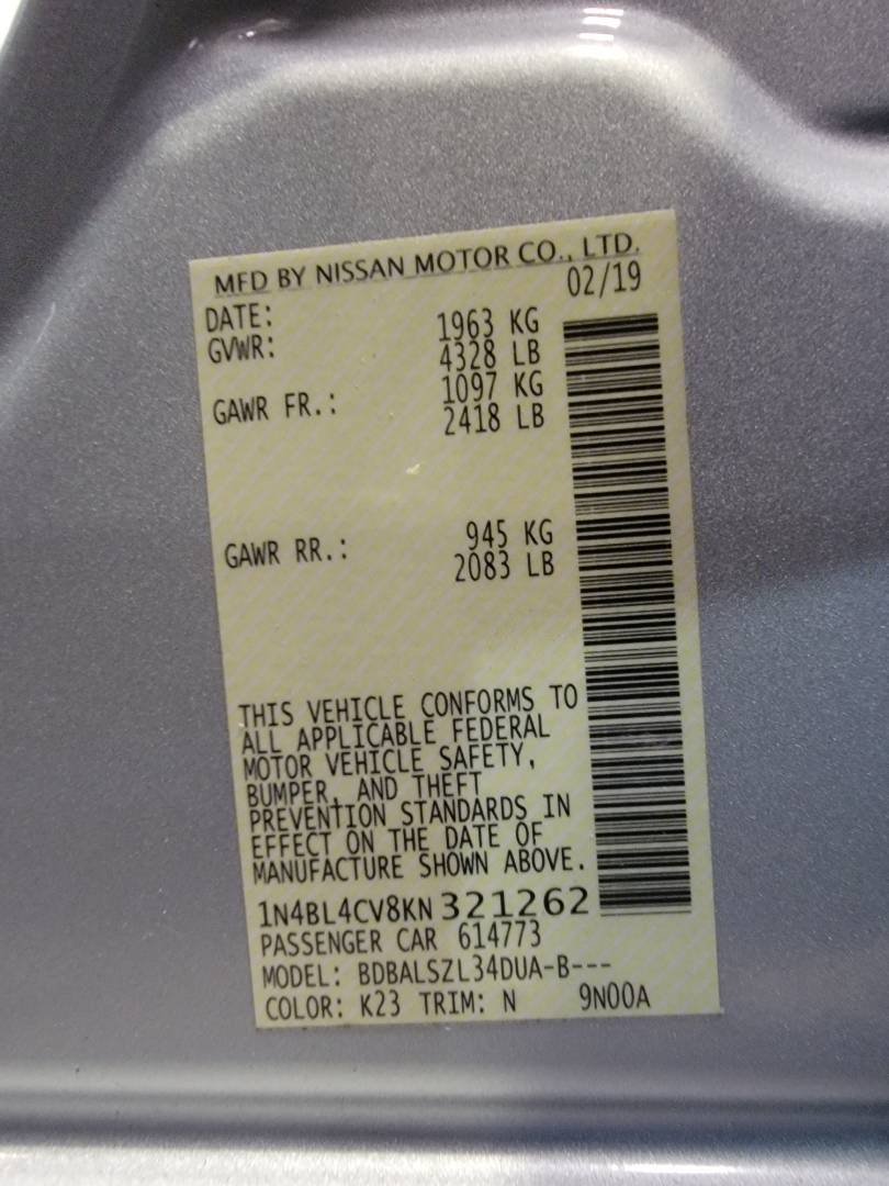 2019 NISSAN ALTIMA — 115912 Miles — Lot 8KN321262 — Main - Marhaba Auctions Used Cars - Image 10