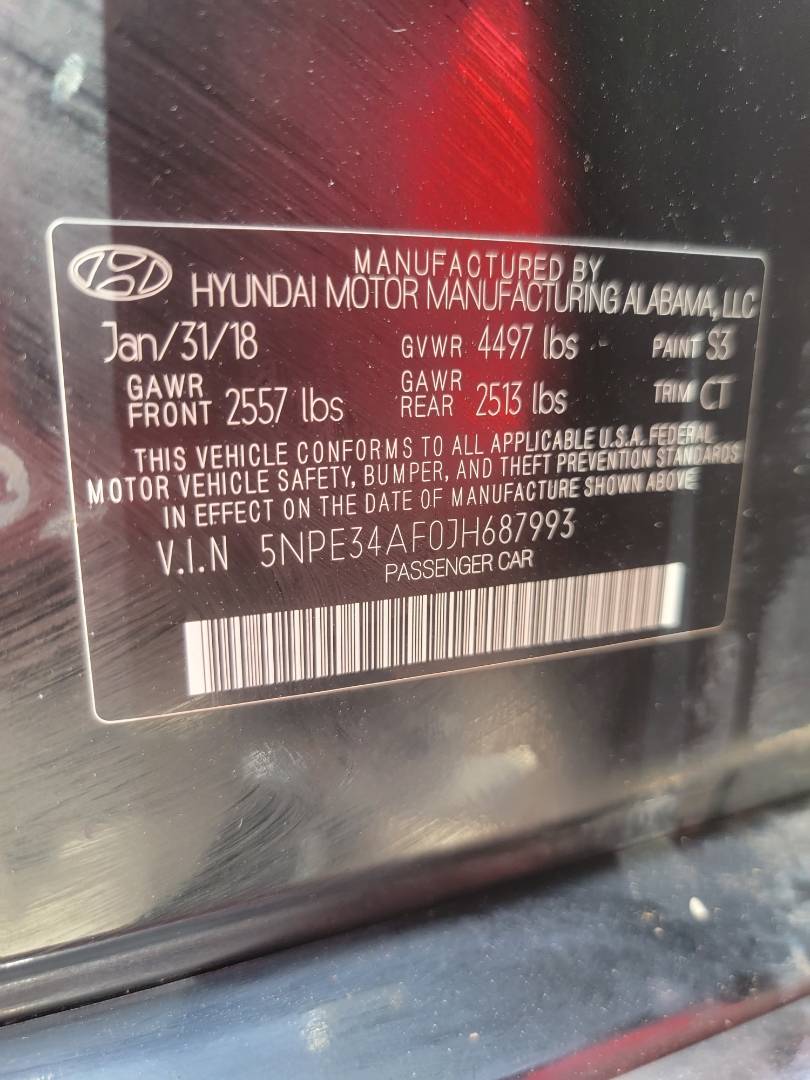2018 HYUNDAI SONATA — 97379 Miles — Lot 75855523 - Marhaba Auctions Used Cars - Image 9