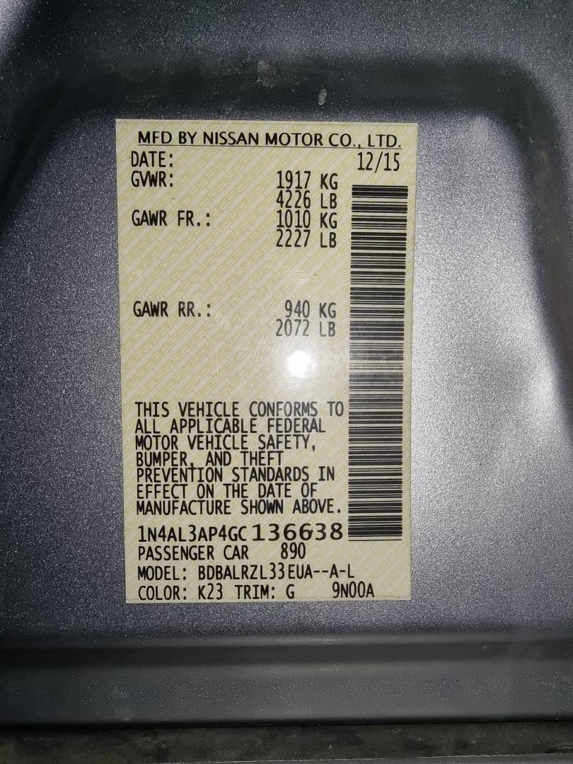 2016 NISSAN ALTIMA — 138233 Miles — Lot 76717323 - Marhaba Auctions Used Cars - Image 7