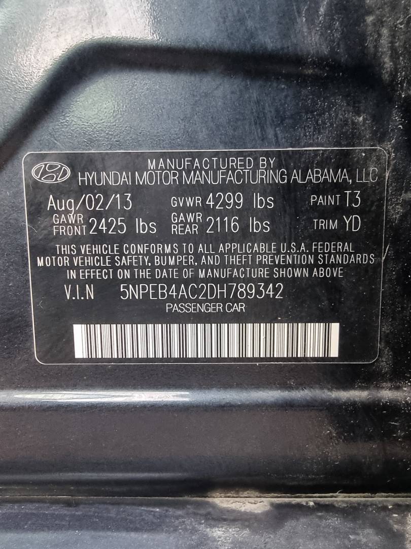 2013 HYUNDAI SONATA — 159941 Miles — Lot 125487 — Souq - Marhaba Auctions Used Cars - Image 9