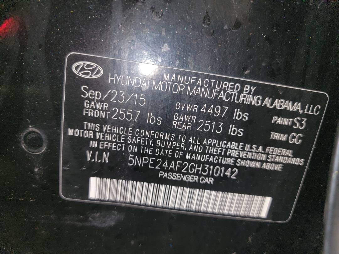 2016 HYUNDAI SONATA — 121724 Miles — Lot 310142 - Marhaba Auctions Used Cars - Image 9