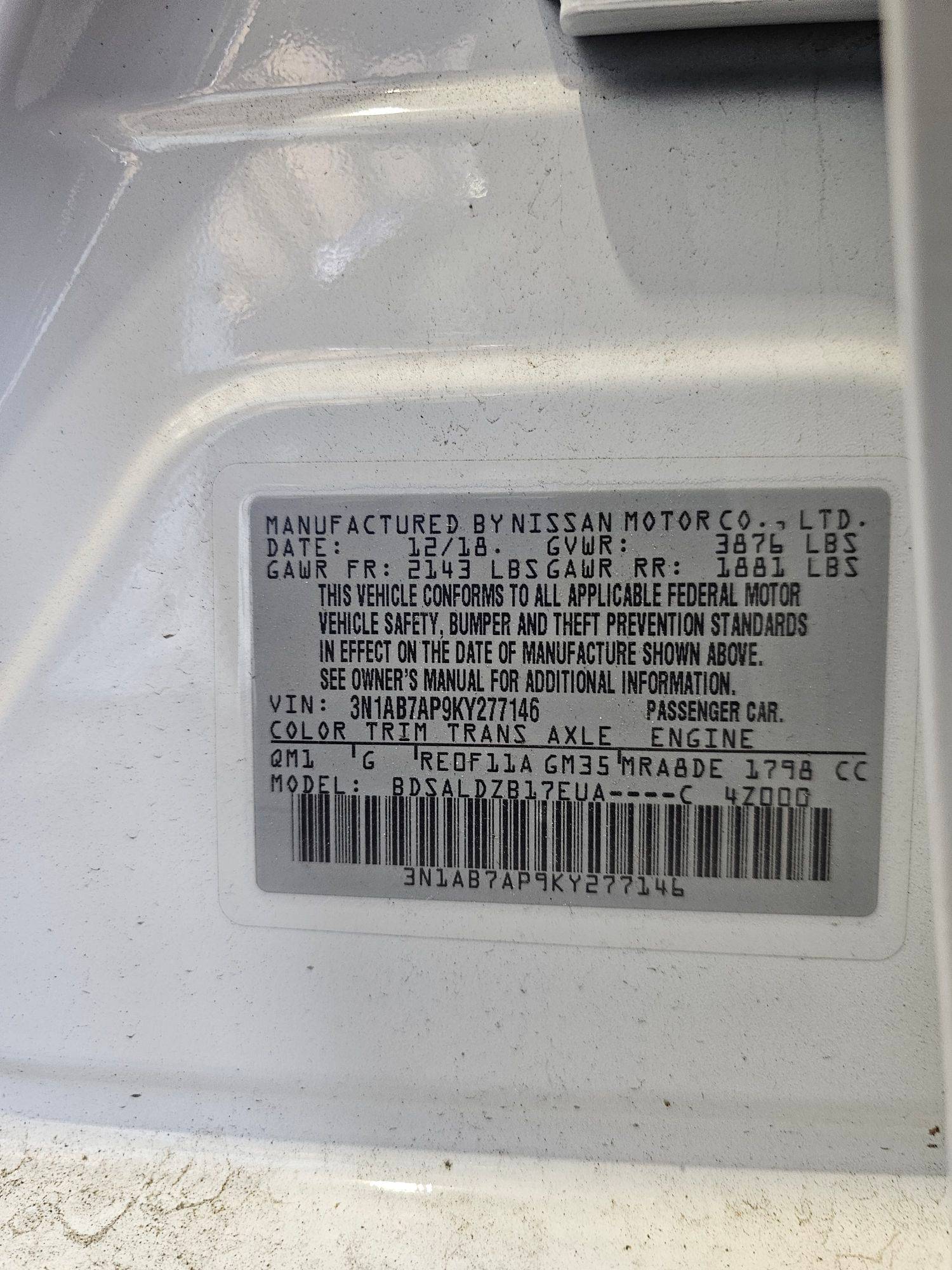 2019 NISSAN SENTRA — 127229 Miles — Lot 9KY277146 — Souq - Marhaba Auctions Used Cars - Image 9