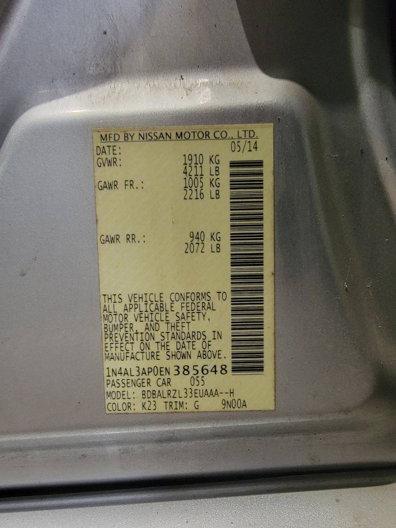 2014 NISSAN ALTIMA — 168737 Miles — Lot P0EN385648 — Main - Marhaba Auctions Used Cars - Image 9