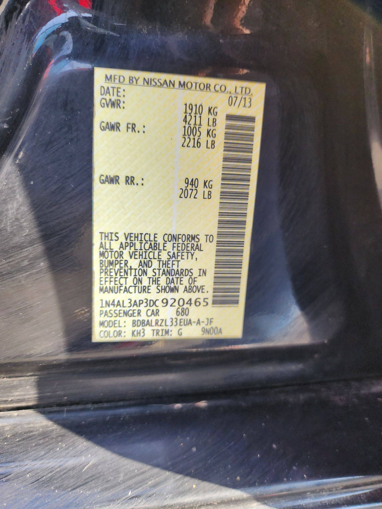 2013 NISSAN ALTIMA — 182186 Miles — Lot 39409072 — Souq - Marhaba Auctions Used Cars - Image 9