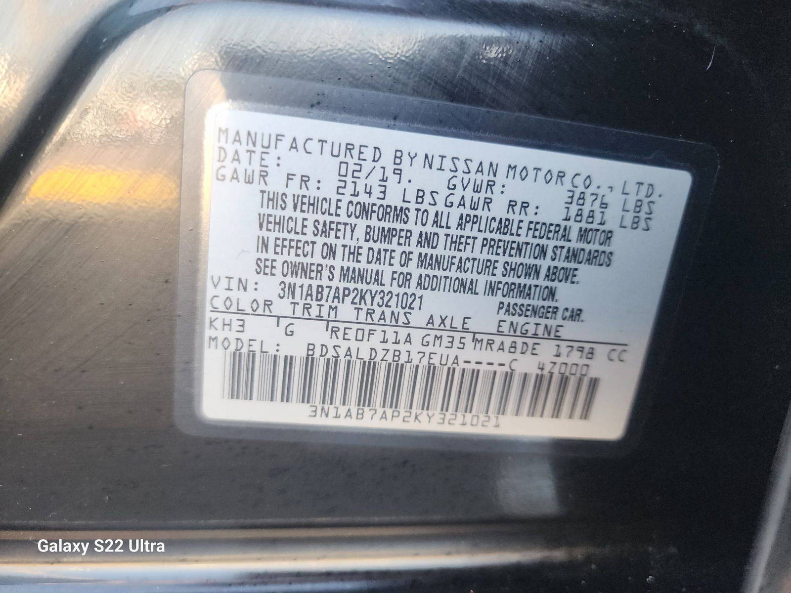 2019 NISSAN SENTRA — 131398 Miles — Lot 40525284 - Marhaba Auctions Used Cars - Image 10