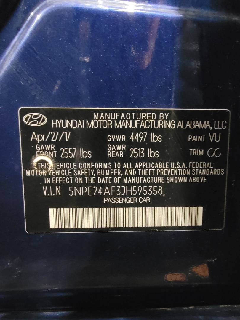 2018 HYUNDAI SONATA — 61207 Miles — Lot 595358 — Main - Marhaba Auctions Used Cars - Image 10