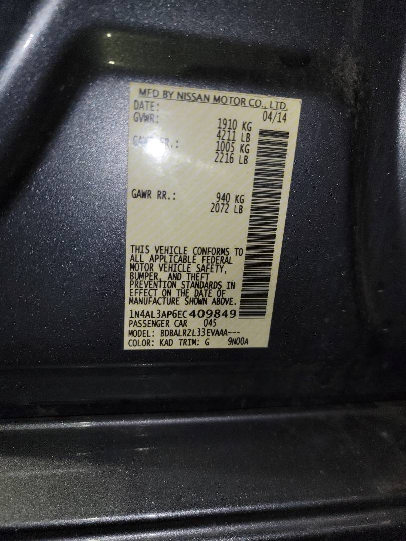2014 NISSAN ALTIMA — 224780 Miles — Lot 65392683 - Marhaba Auctions Used Cars - Image 9