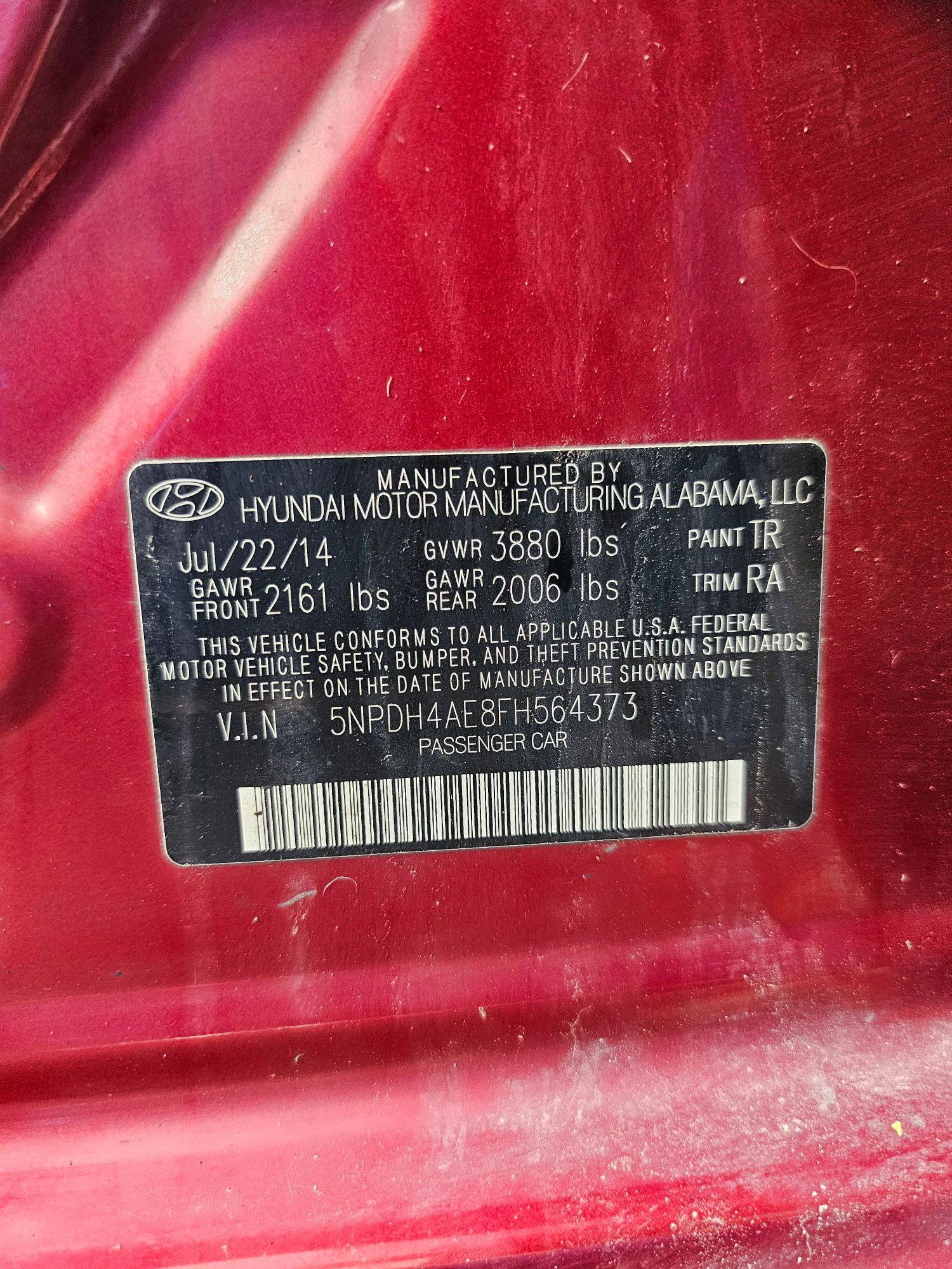 2015 HYUNDAI ELANTRA — 132373 Miles — Lot 42092128 — Souq - Marhaba Auctions Used Cars - Image 9