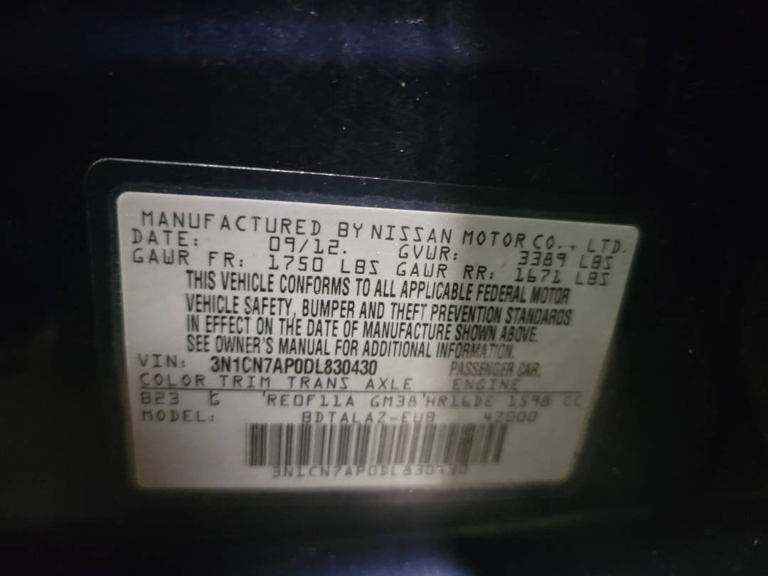 2013 NISSAN VERSA — 179942 Miles — Lot 44751823 - Marhaba Auctions Used Cars - Image 7