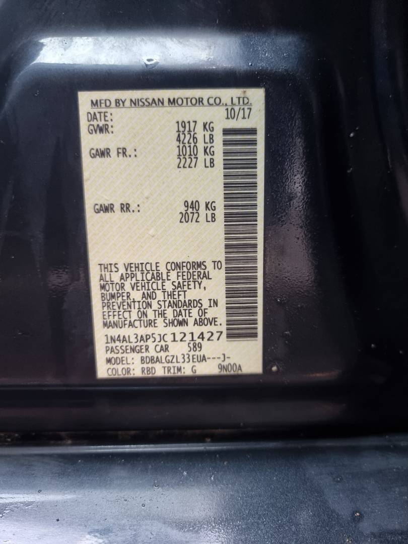 2018 NISSAN ALTIMA — 223936 Miles — Lot 215487 — Ind. 12 - Marhaba Auctions Used Cars - Image 8