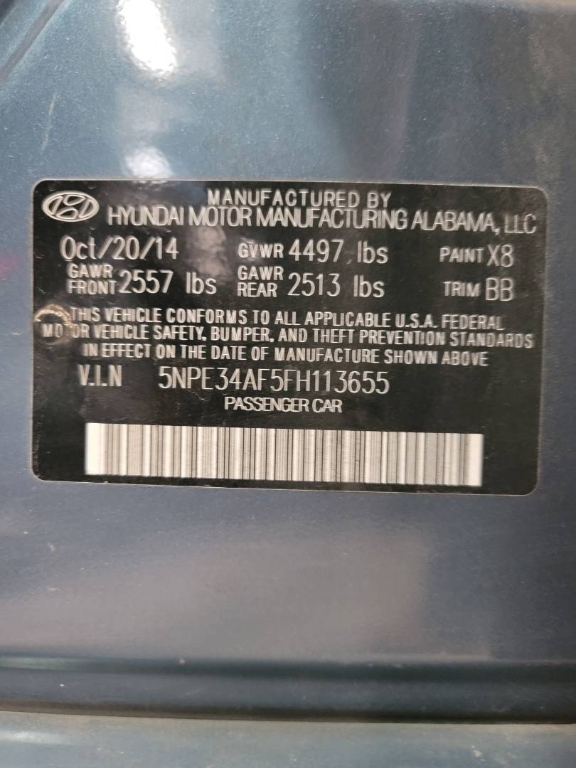 2015 HYUNDAI SONATA — 104259 Miles — Lot FH113655 - Marhaba Auctions Used Cars - Image 10