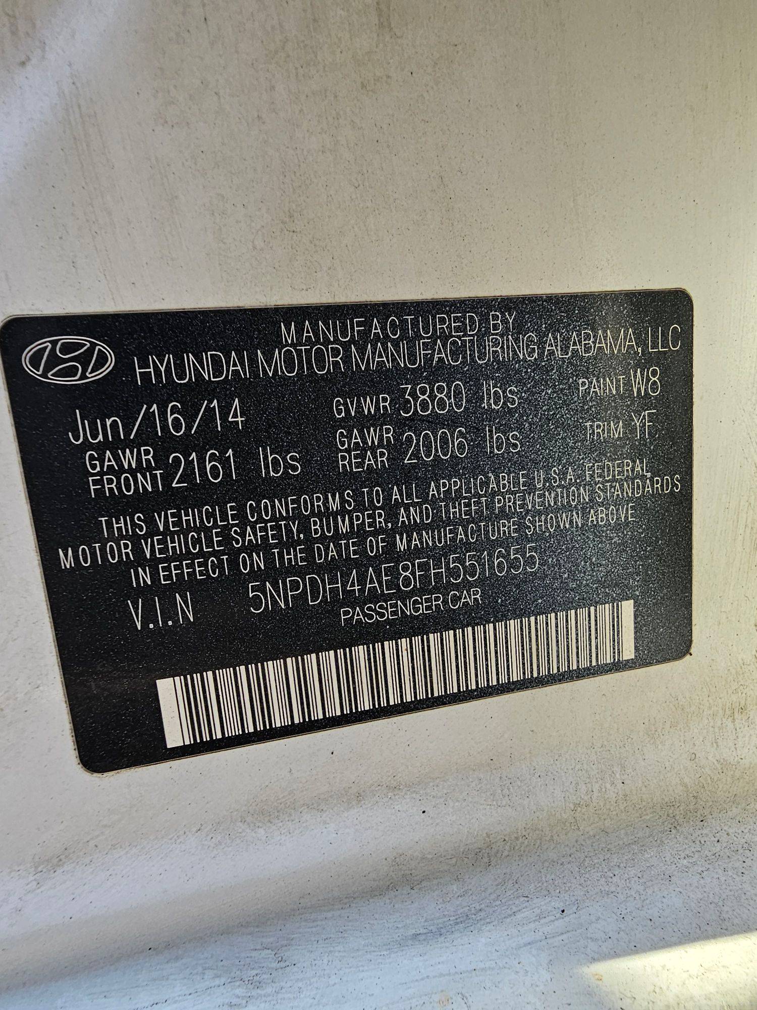 2015 HYUNDAI ELANTRA — 149616 Miles — Lot FH551655 — Main - Marhaba Auctions Used Cars - Image 8