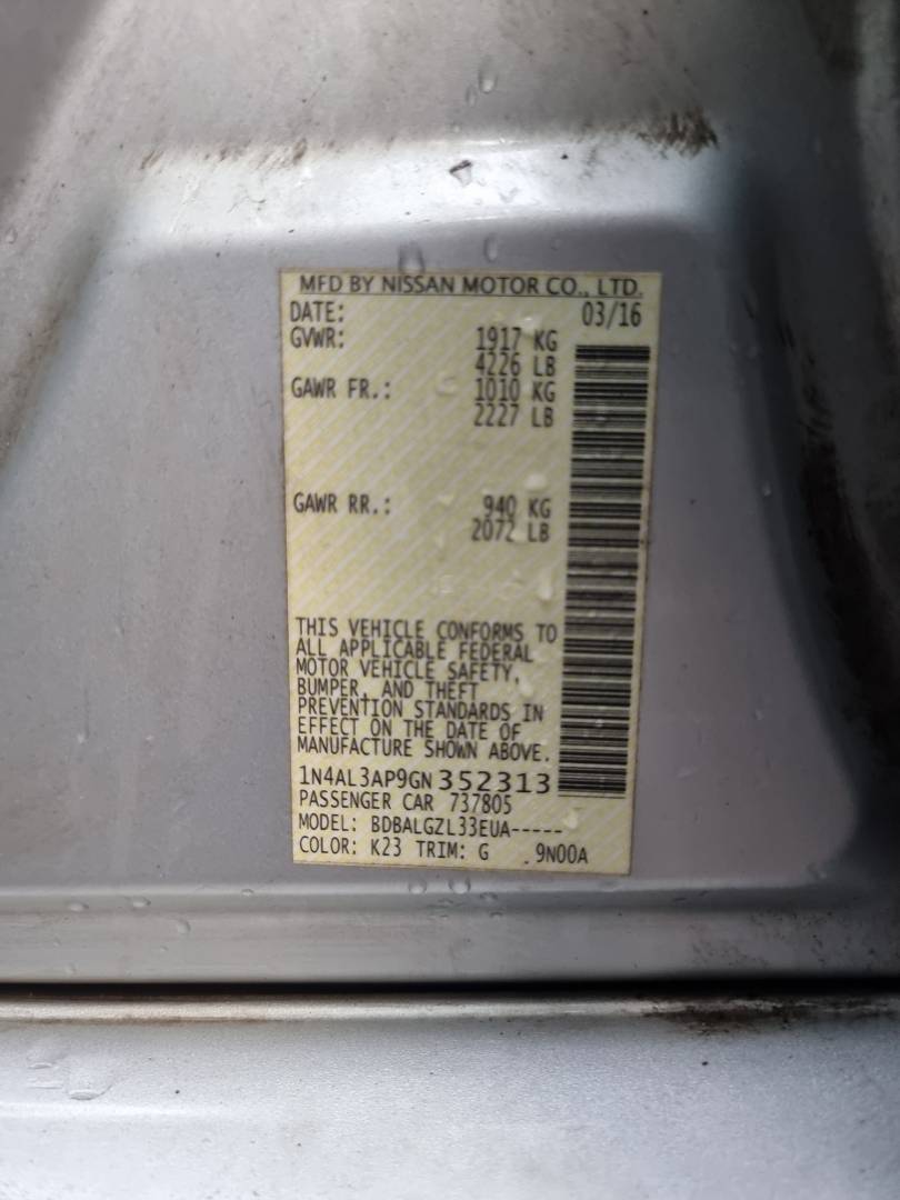 2016 NISSAN ALTIMA — 247699 Miles — Lot N352313 — Main - Marhaba Auctions Used Cars - Image 8