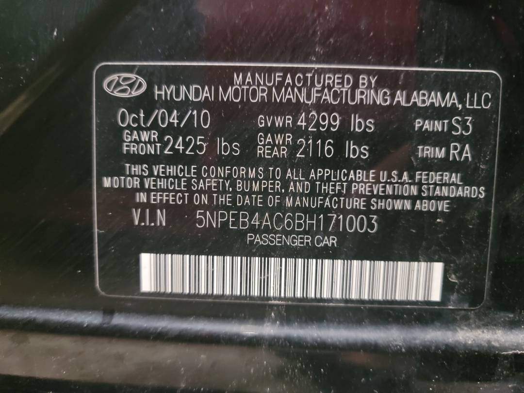 2011 HYUNDAI SONATA — 246931 Miles — Lot BH171003 — Main - Marhaba Auctions Used Cars - Image 9
