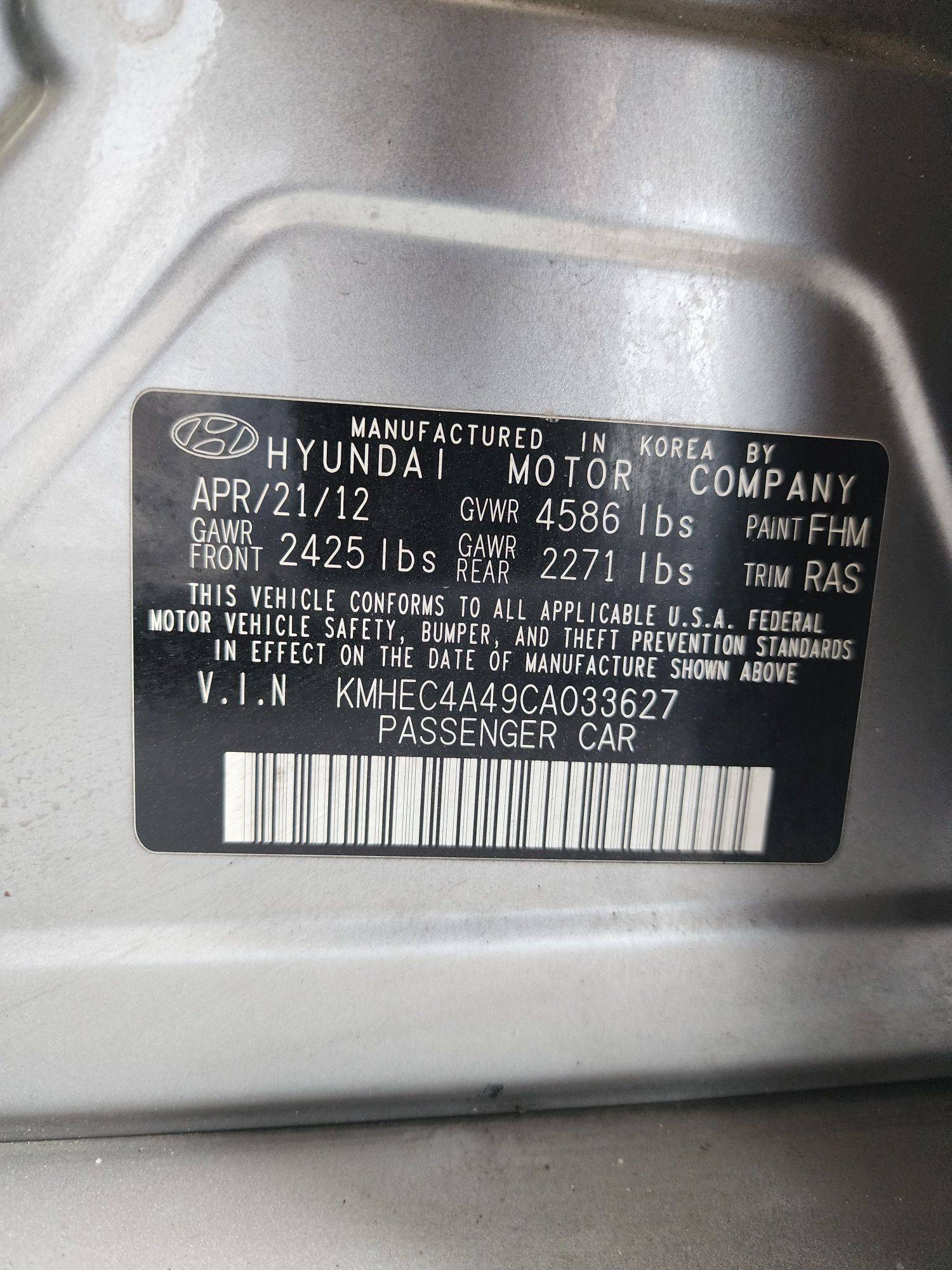 2012 HYUNDAI SONATA — 203100 Miles — Lot 58030634 — Souq - Marhaba Auctions Used Cars - Image 9