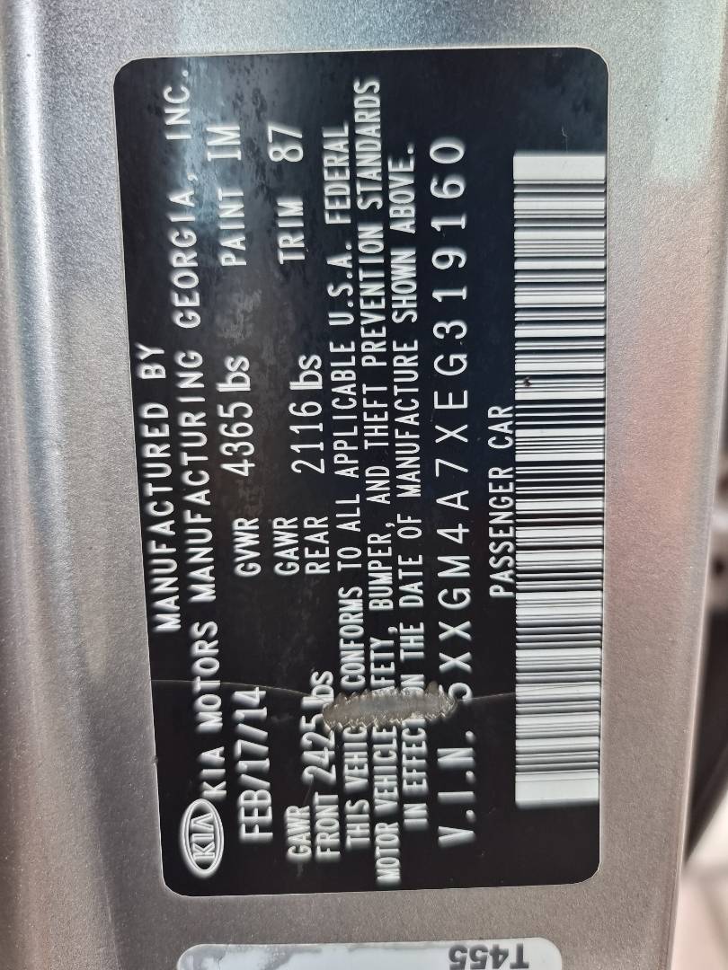 2014 KIA OPTIMA — 143138 Miles — Lot 125487 — Main - Marhaba Auctions Used Cars - Image 9