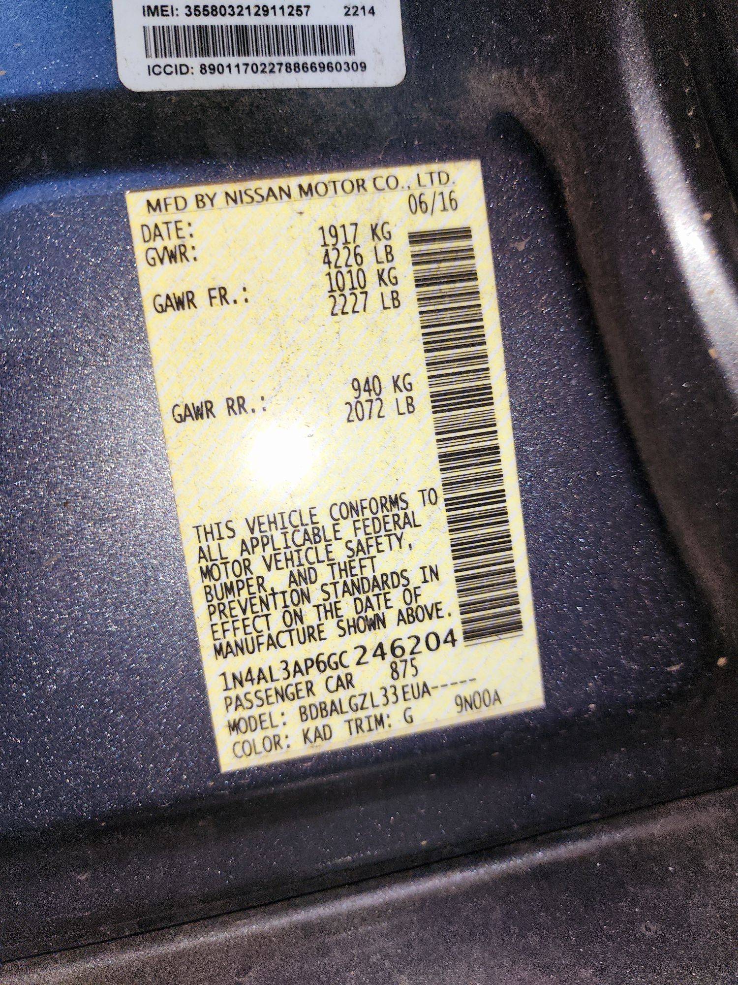 2016 NISSAN ALTIMA — 145555 Miles — Lot 1127510 — Souq - Marhaba Auctions Used Cars - Image 9