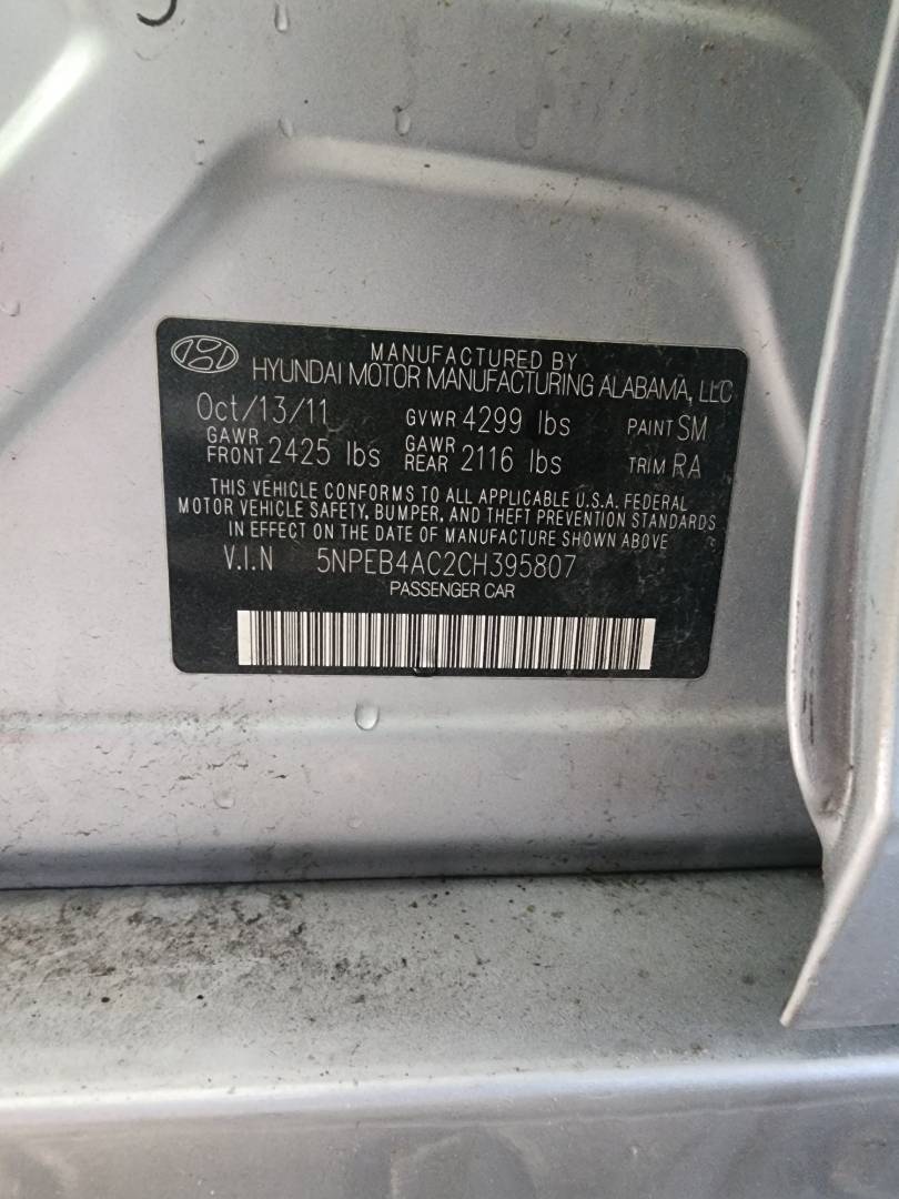 2012 HYUNDAI SONATA — 114582 Miles — Lot H395807 - Marhaba Auctions Used Cars - Image 3