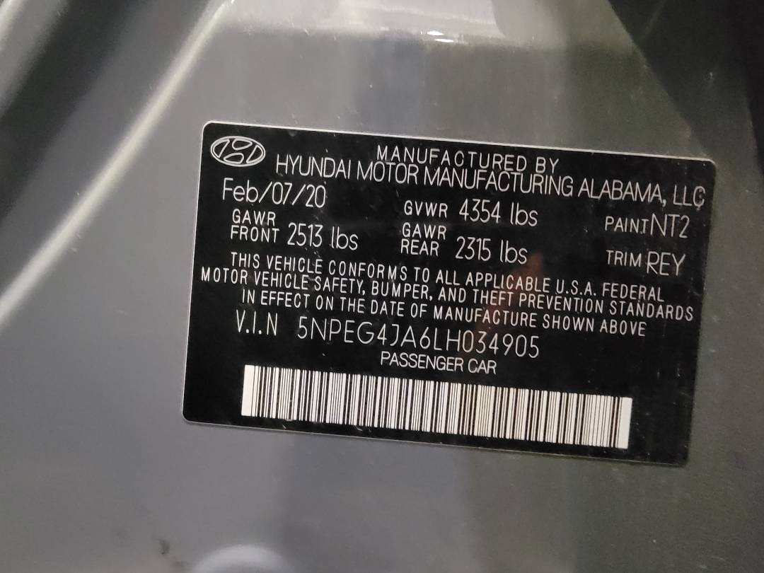 2020 HYUNDAI SONATA — 40100 Miles — Lot A6LH034905 — Main - Marhaba Auctions Used Cars - Image 9