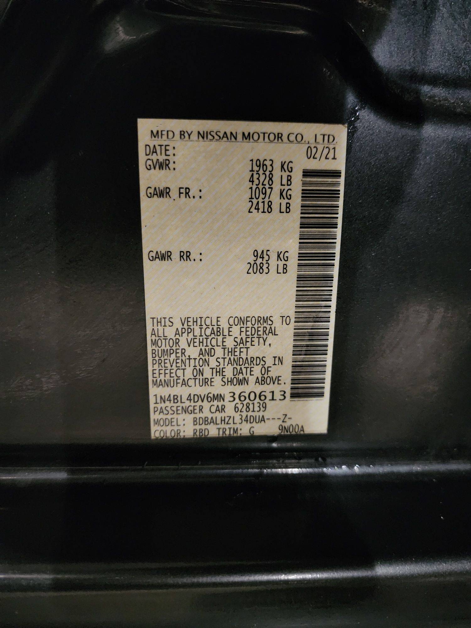 2021 NISSAN ALTIMA — 75475 Miles — Lot 564542120 - Marhaba Auctions Used Cars - Image 9
