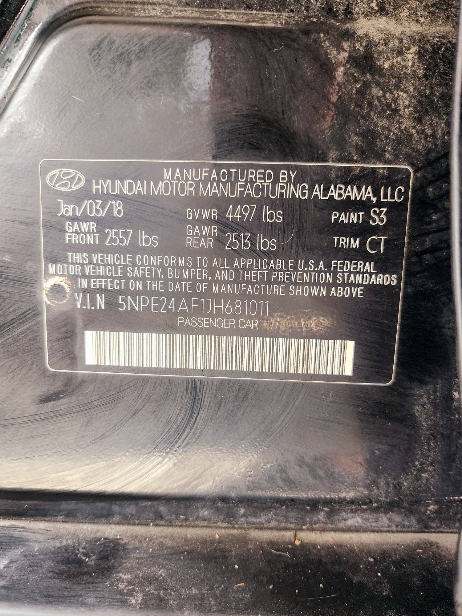 2018 HYUNDAI SONATA — 91293 Miles — Lot 1JH681011 — Souq - Marhaba Auctions Used Cars - Image 9
