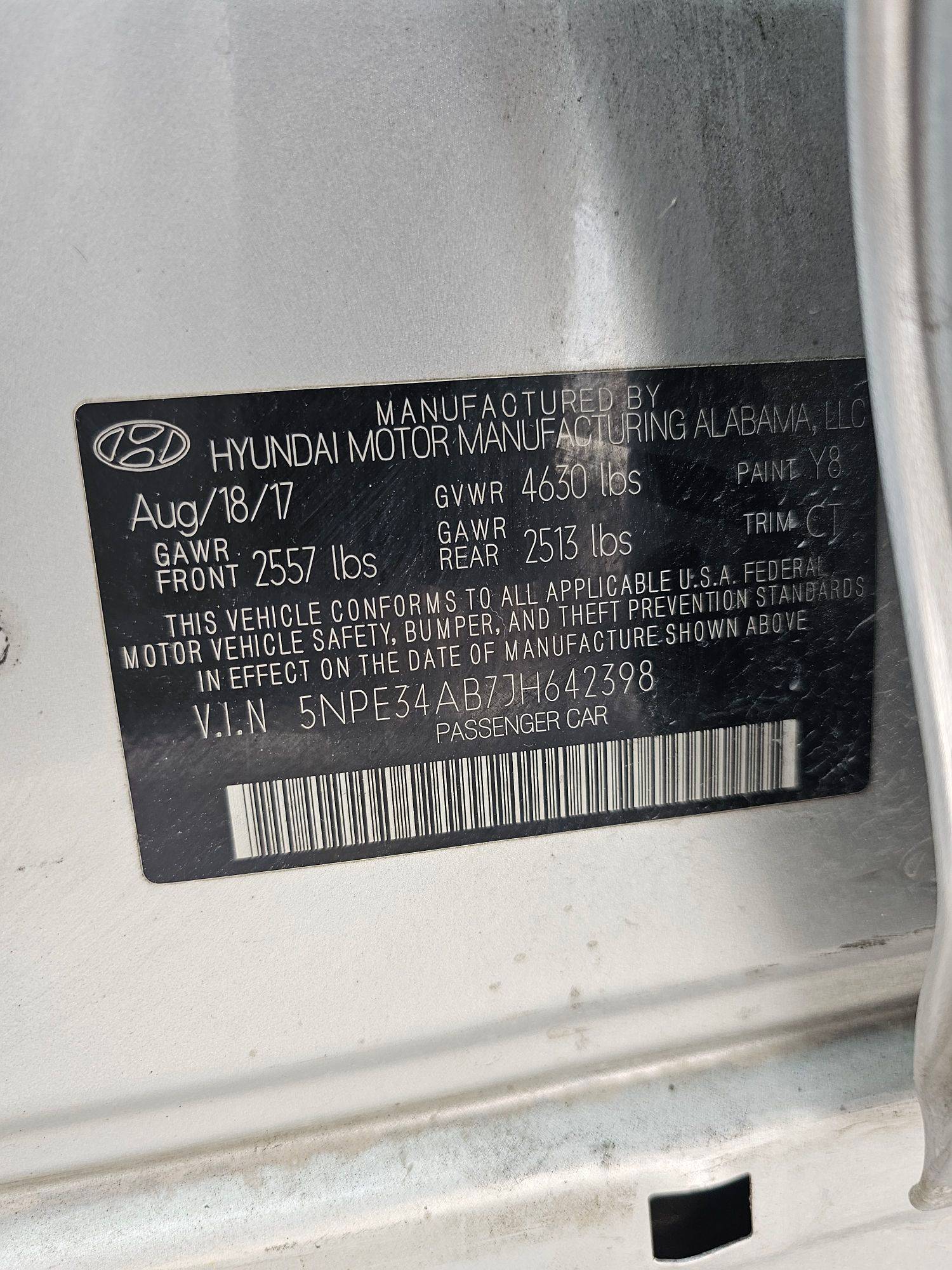 2018 HYUNDAI SONATA — 156943 Miles — Lot 4AB7JH642398 — Souq - Marhaba Auctions Used Cars - Image 11
