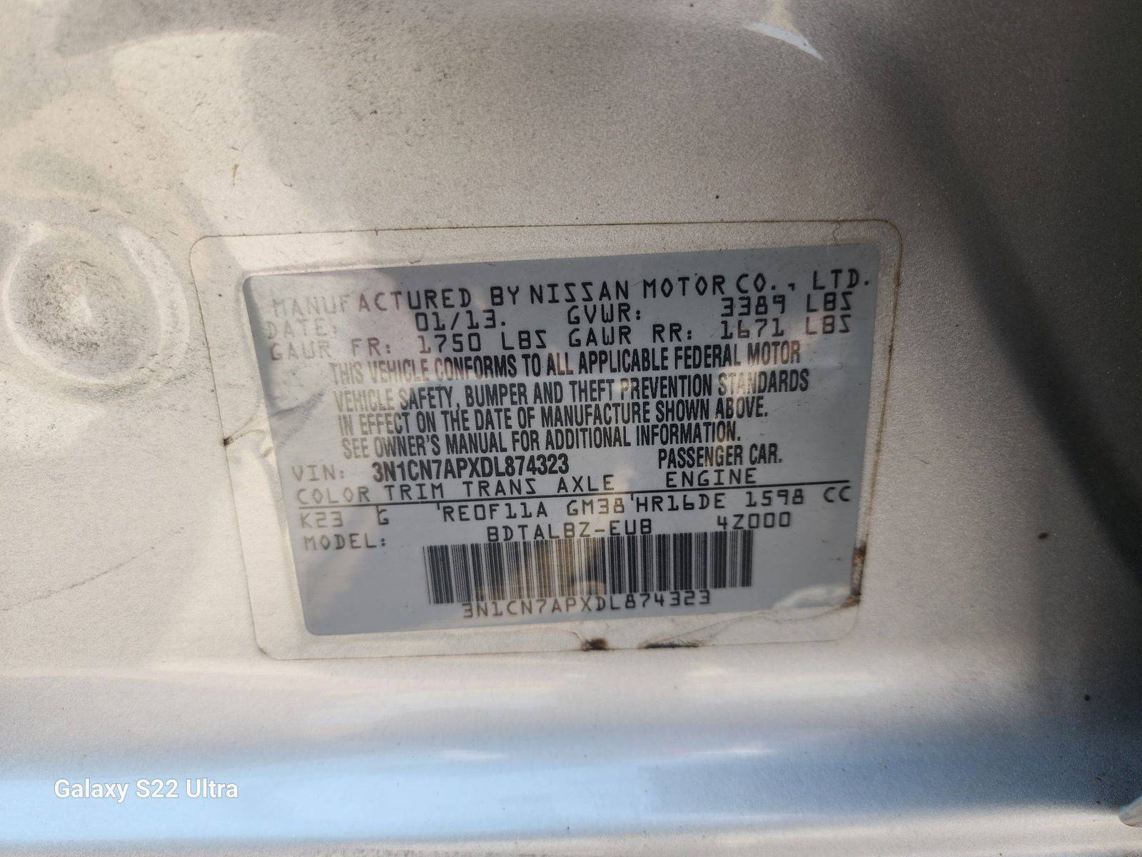 2013 NISSAN VERSA — 95850 Miles — Lot 39698284 - Marhaba Auctions Used Cars - Image 8