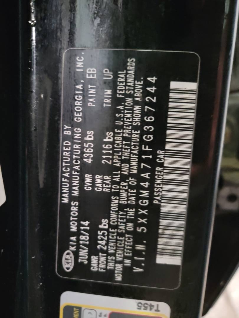 2015 KIA OPTIMA — 156806 Miles — Lot FG367244 — Main - Marhaba Auctions Used Cars - Image 9