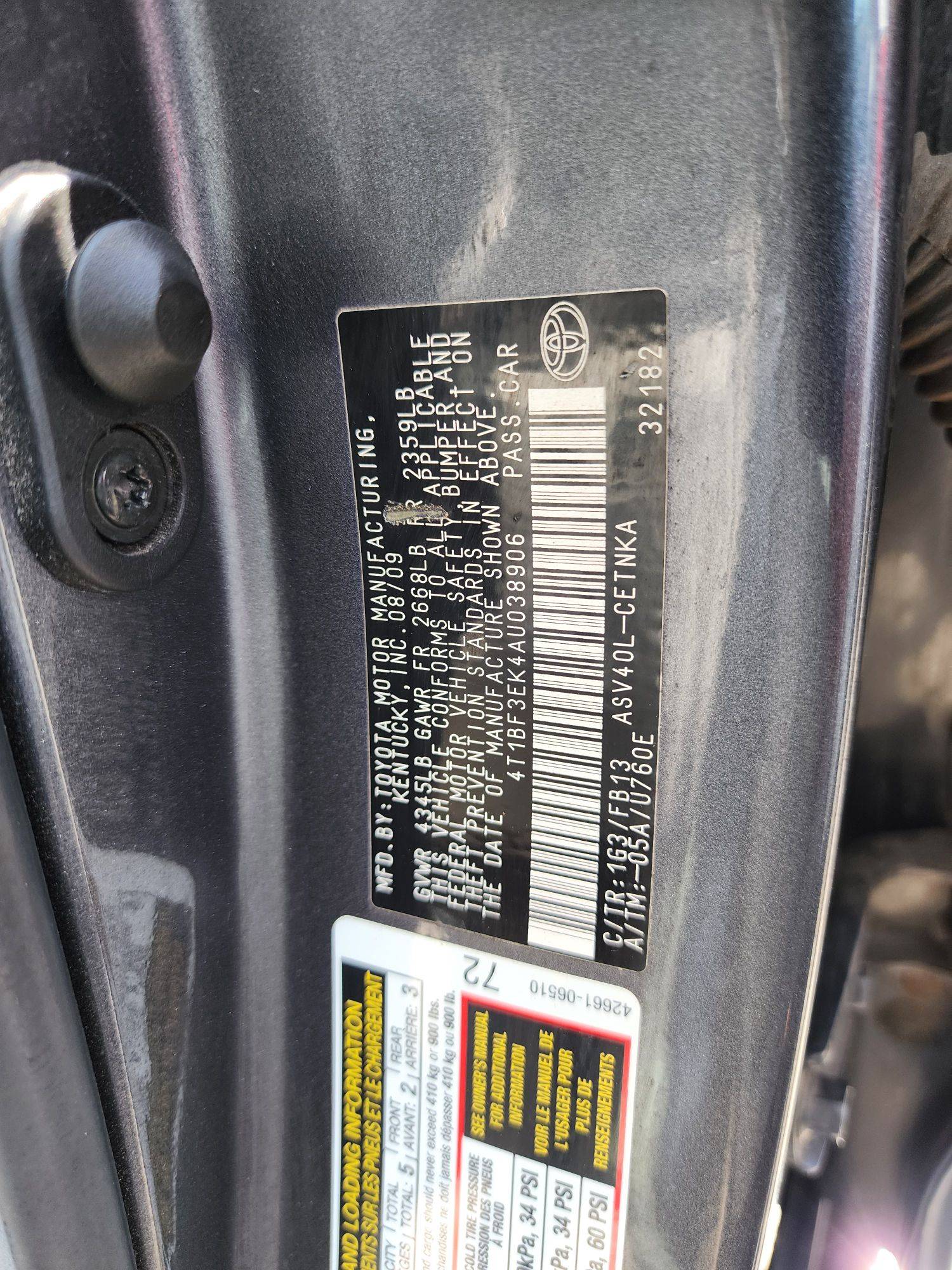 2010 TOYOTA CAMRY — 144 253 Miles — Lot AU038906 — Souq - Marhaba Auctions Used Cars - Image 9