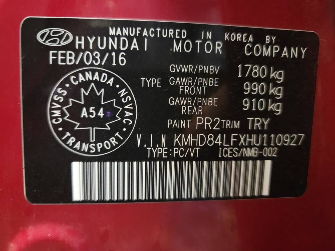 2017 HYUNDAI ELANTRA — 102616 Miles — Lot U110927 - Marhaba Auctions Used Cars - Image 9