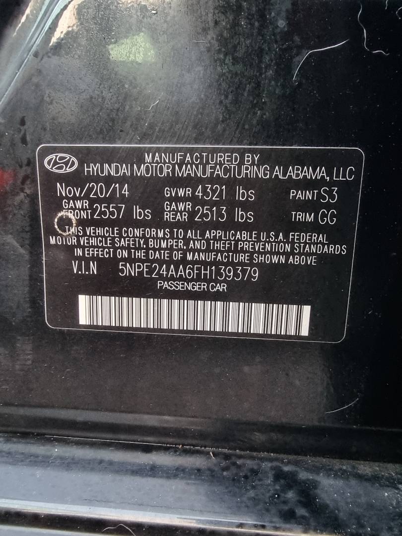 2015 HYUNDAI SONATA — 168906 Miles — Lot 1254178 — Ind. 12 - Marhaba Auctions Used Cars - Image 9