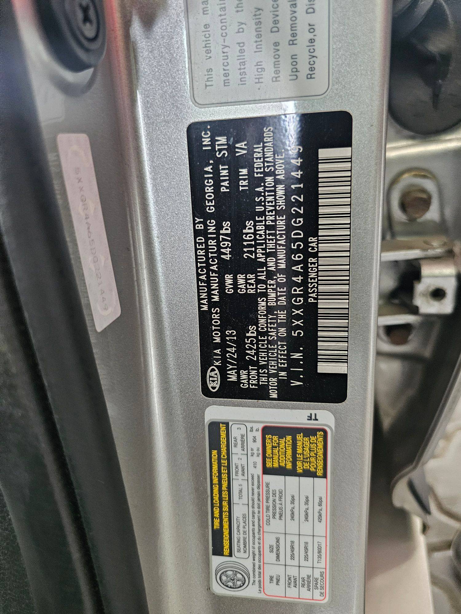2013 KIA OPTIMA — 150682 Miles — Lot 21449 — Souq - Marhaba Auctions Used Cars - Image 9