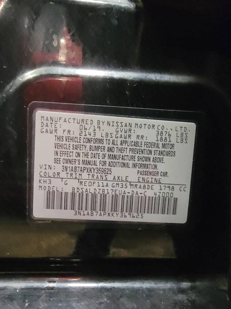 2019 NISSAN SENTRA — 155688 Miles — Lot KY369625 — Main - Marhaba Auctions Used Cars - Image 11