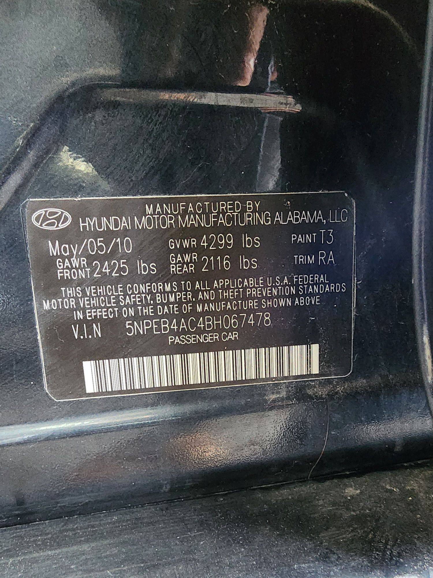 2011 HYUNDAI SONATA — 136787 Miles — Lot 67478 — Souq - Marhaba Auctions Used Cars - Image 9