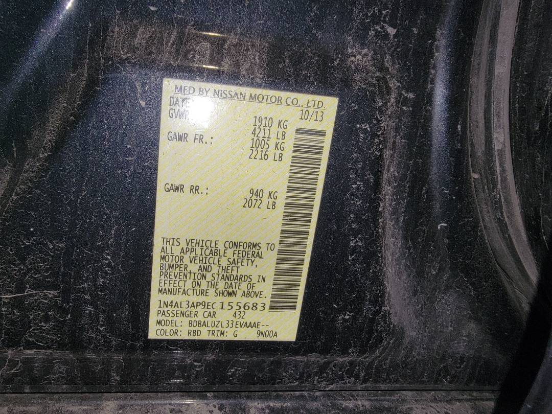 2014 NISSAN ALTIMA — 175894 Miles — Lot 38107805 - Marhaba Auctions Used Cars - Image 9