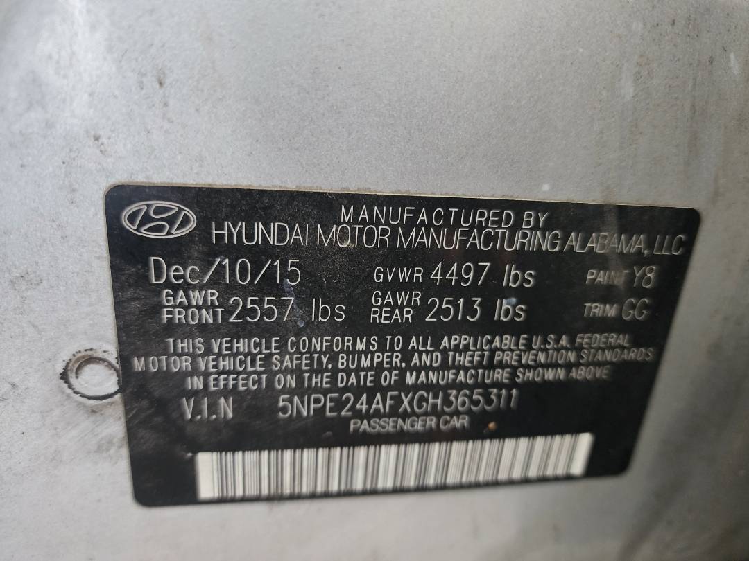2016 HYUNDAI SONATA — 118044 Miles — Lot 59906773 — Souq - Marhaba Auctions Used Cars - Image 5