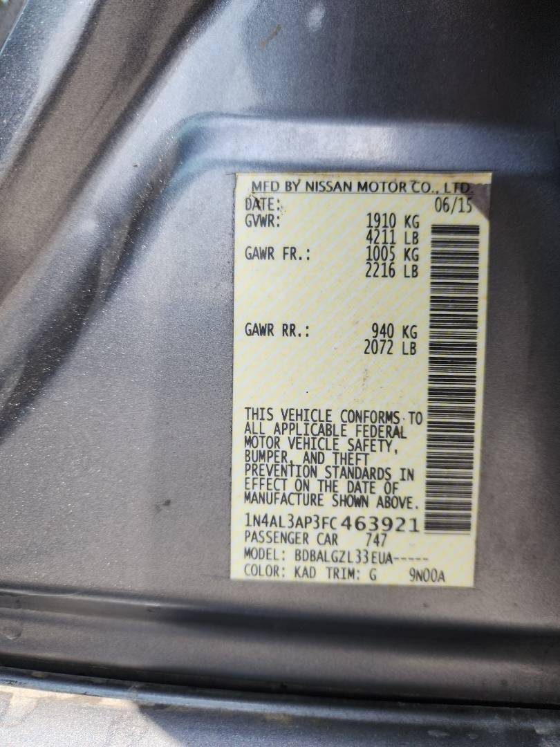 2015 NISSAN ALTIMA — 235774 Miles — Lot 463921 — Souq - Marhaba Auctions Used Cars - Image 9
