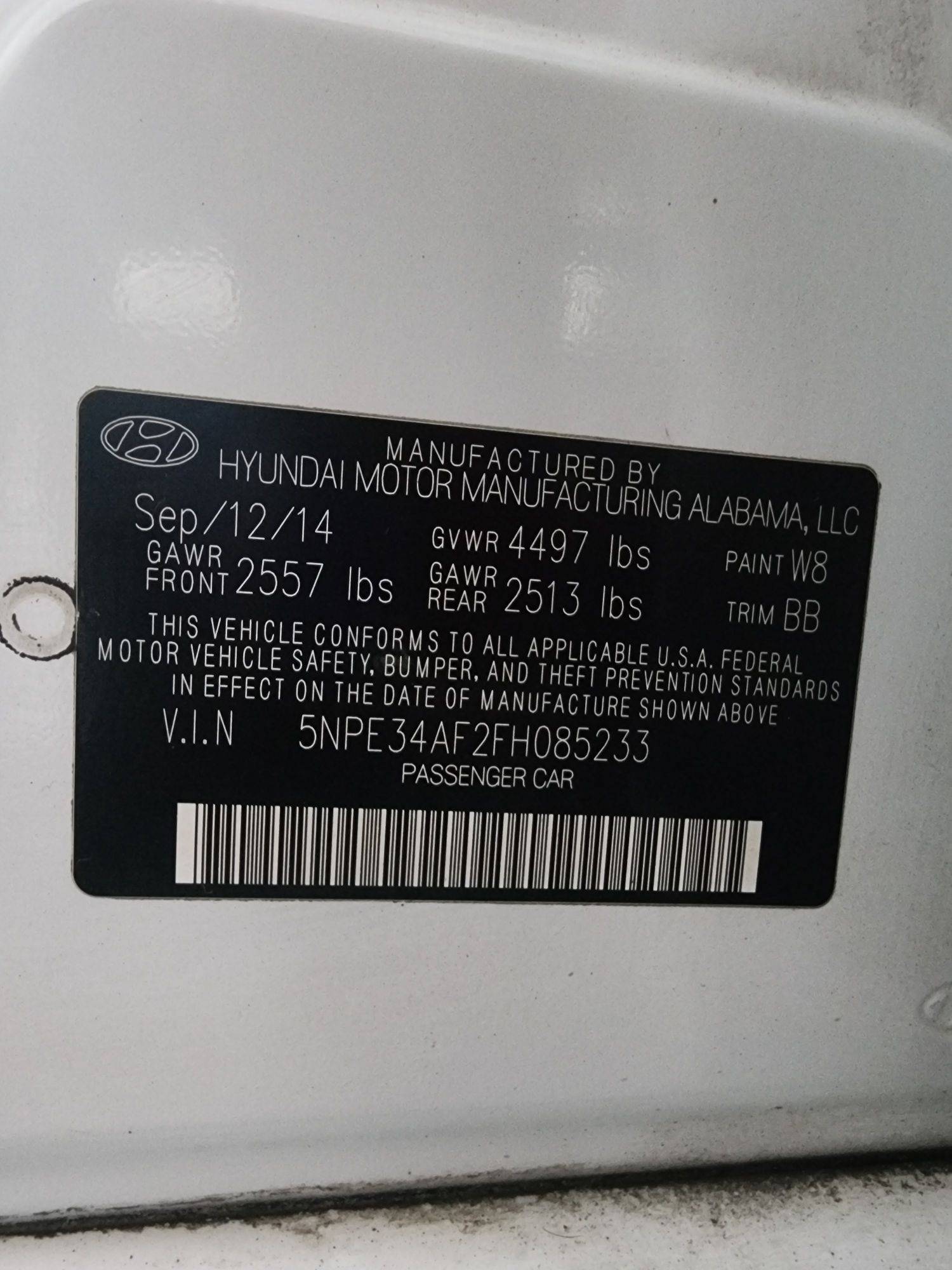 2015 HYUNDAI SONATA — 101657 Miles — Lot 41588900 — Al Quoz - Marhaba Auctions Used Cars - Image 11