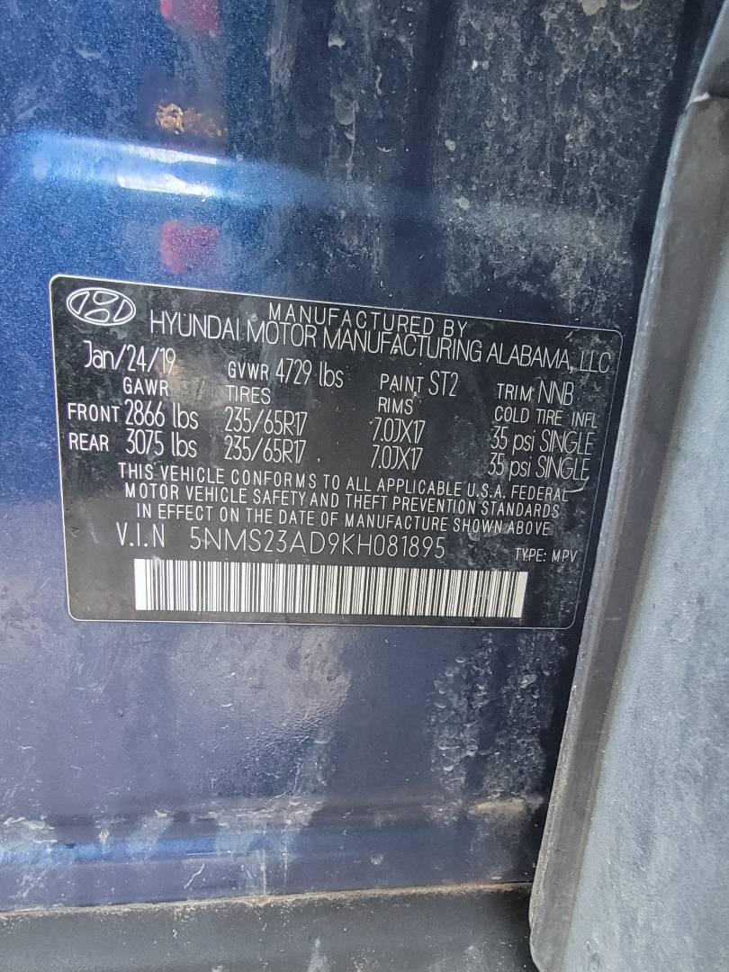 2019 HYUNDAI SANTA FE — 177818 Miles — Lot 56700264 — Main - Marhaba Auctions Used Cars - Image 9