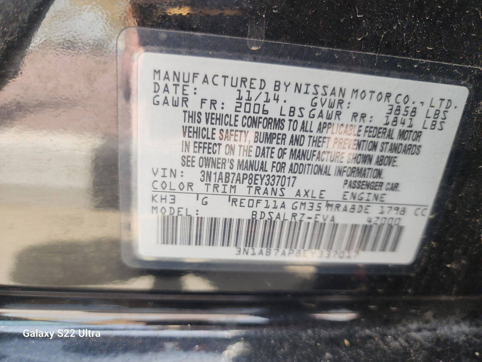 2014 NISSAN SENTRA — 168531 Miles — Lot EY337017 - Marhaba Auctions Used Cars - Image 10