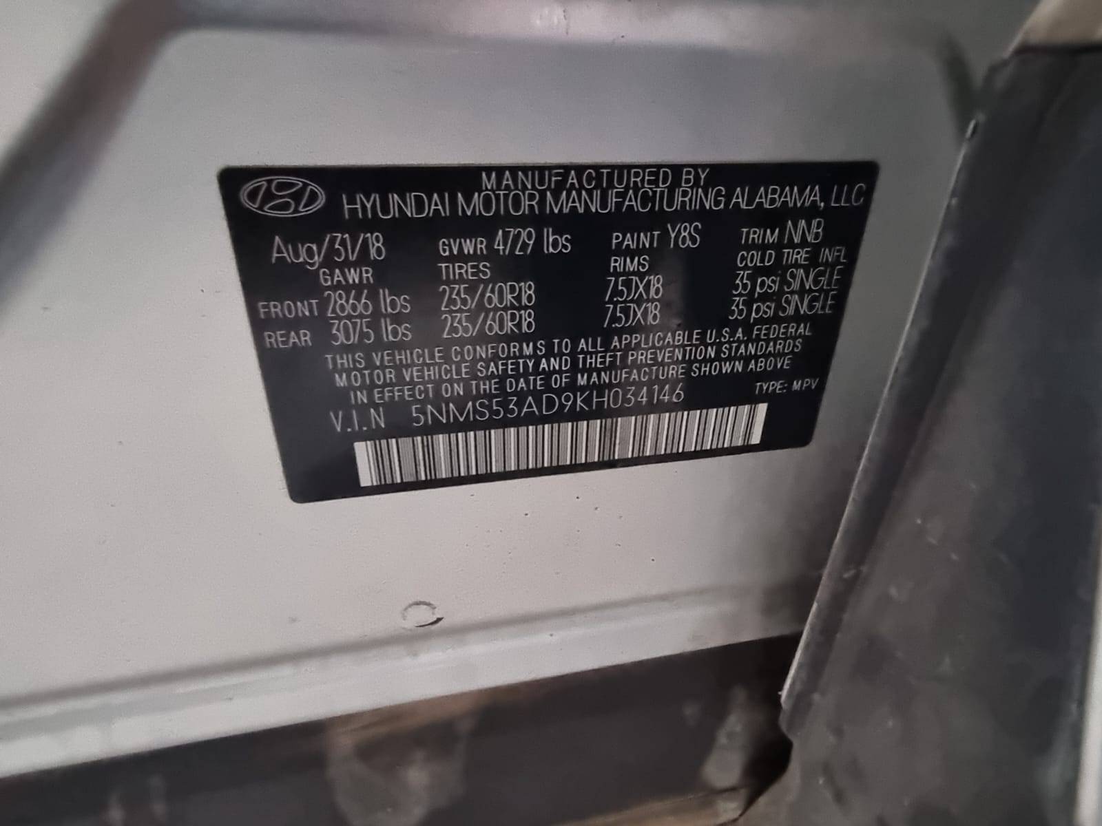 HYUNDAI SANTA FE 2019 - Marhaba Auction Used Cars - Image 9