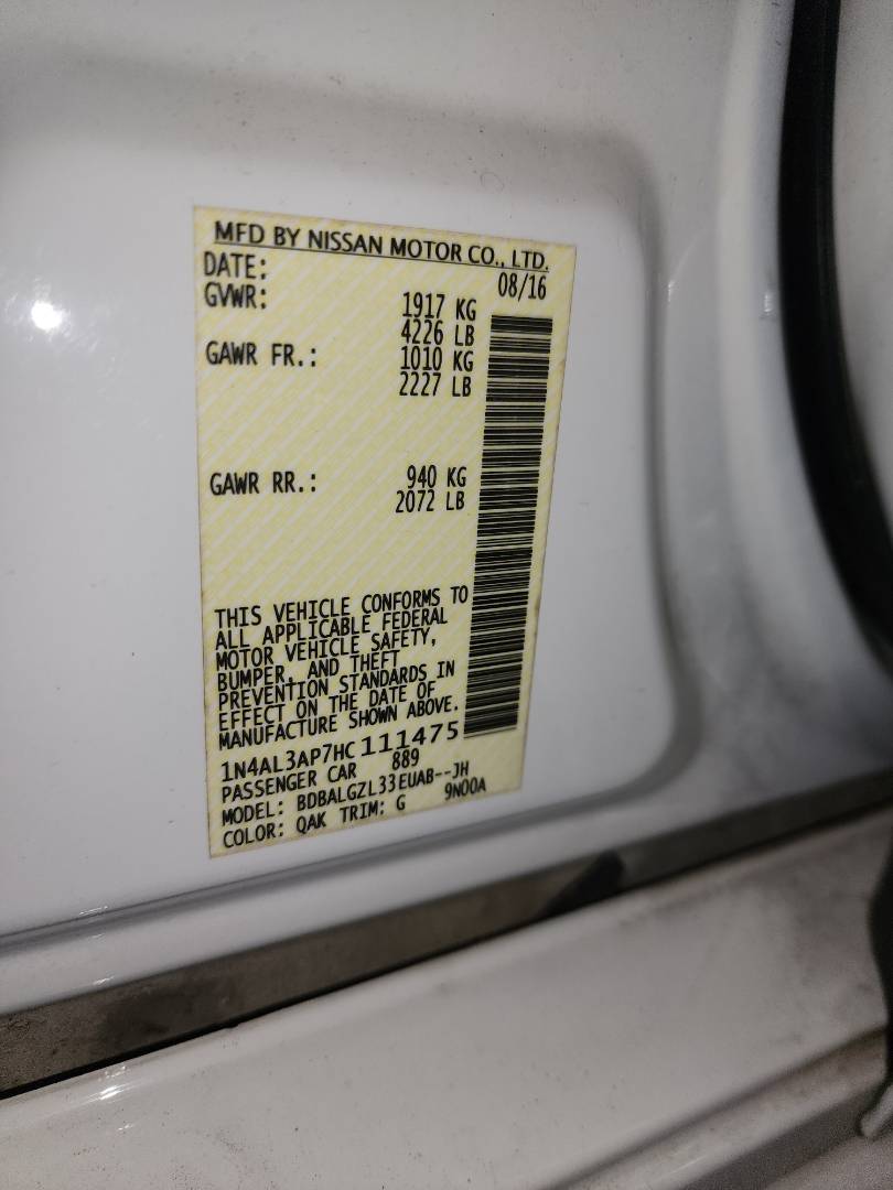 2017 NISSAN ALTIMA — 141428 Miles — Lot 38451893 - Marhaba Auctions Used Cars - Image 4