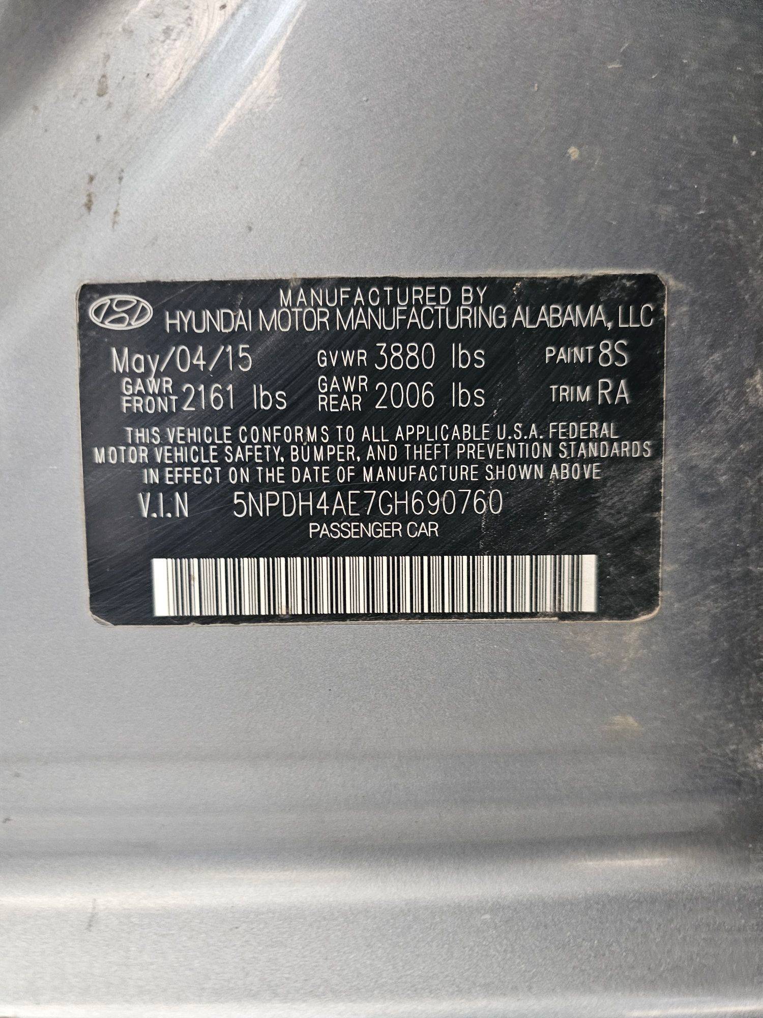 HYUNDAI ELANTRA 2016 - Marhaba Auction Used Cars - Image 9