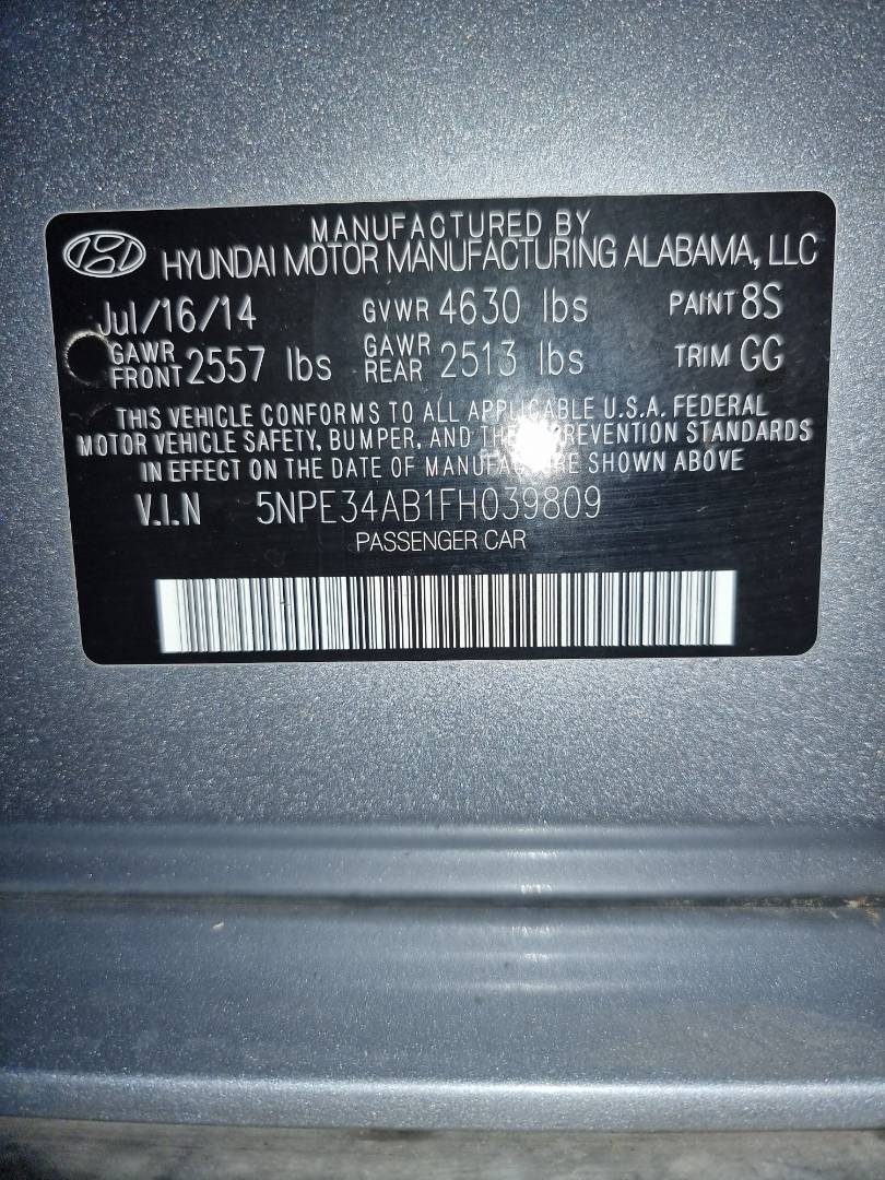 2015 HYUNDAI SONATA — 148856 Miles — Lot 215478 — Ind. 12 - Marhaba Auctions Used Cars - Image 10