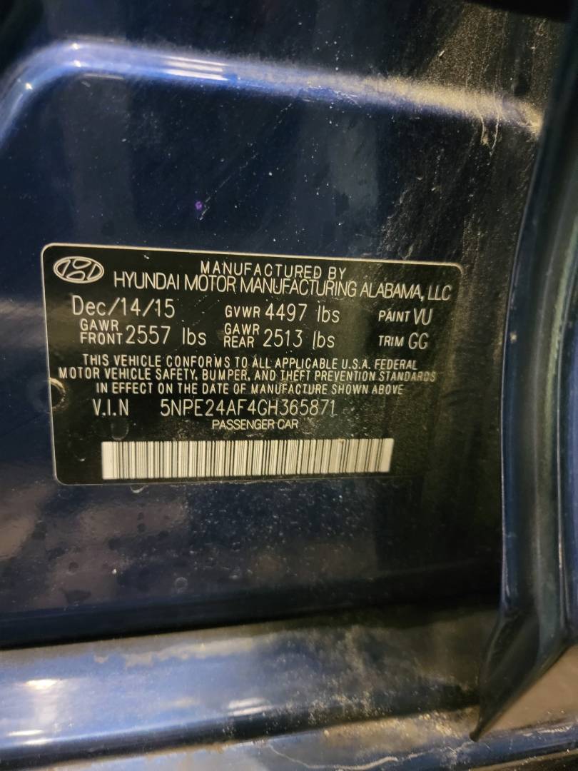 2016 HYUNDAI SONATA — 141720 Miles — Lot 365871 — Main - Marhaba Auctions Used Cars - Image 9