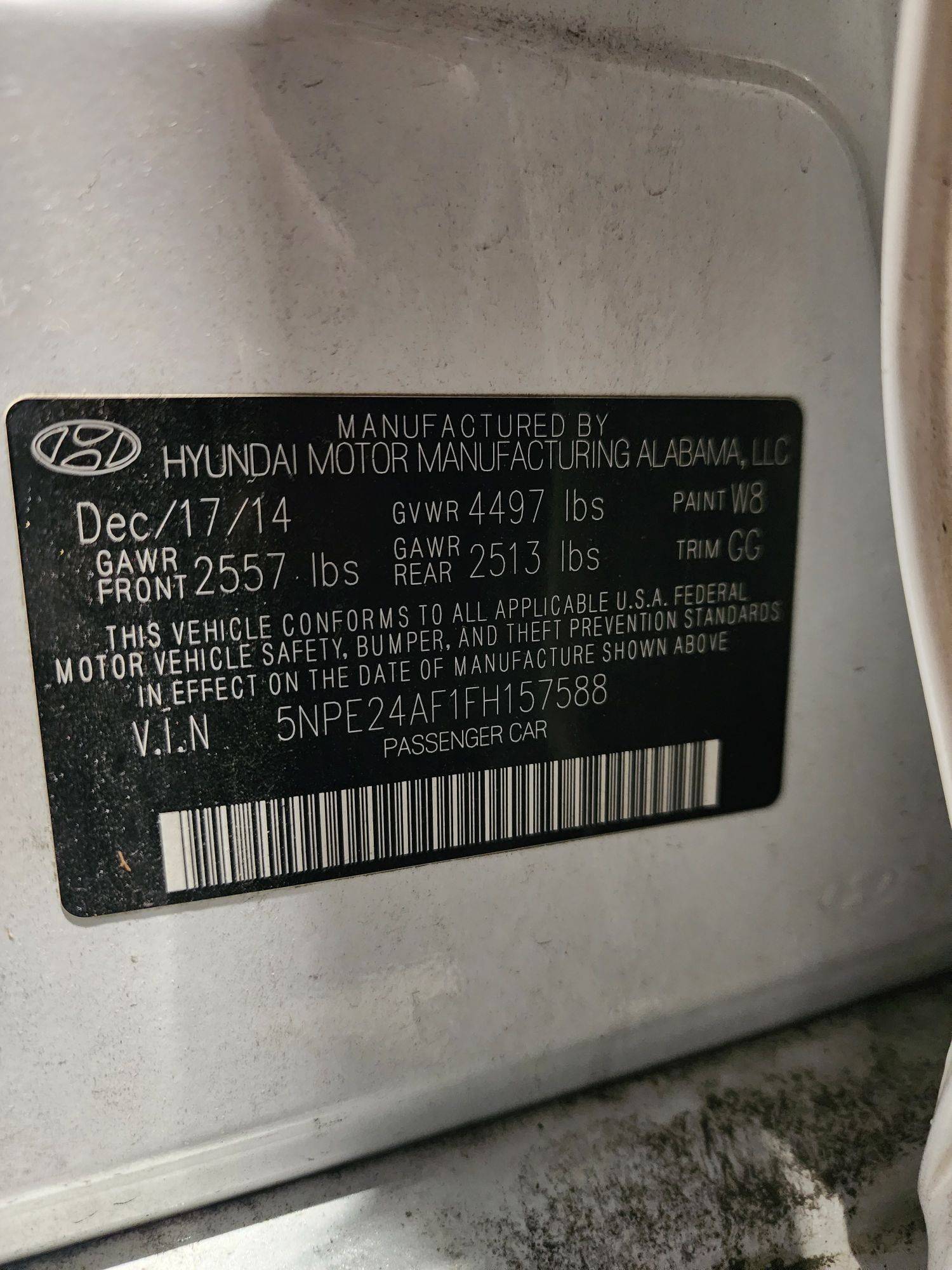 2015 HYUNDAI SONATA — 166439 Miles — Lot 157588 — Al Quoz - Marhaba Auctions Used Cars - Image 10