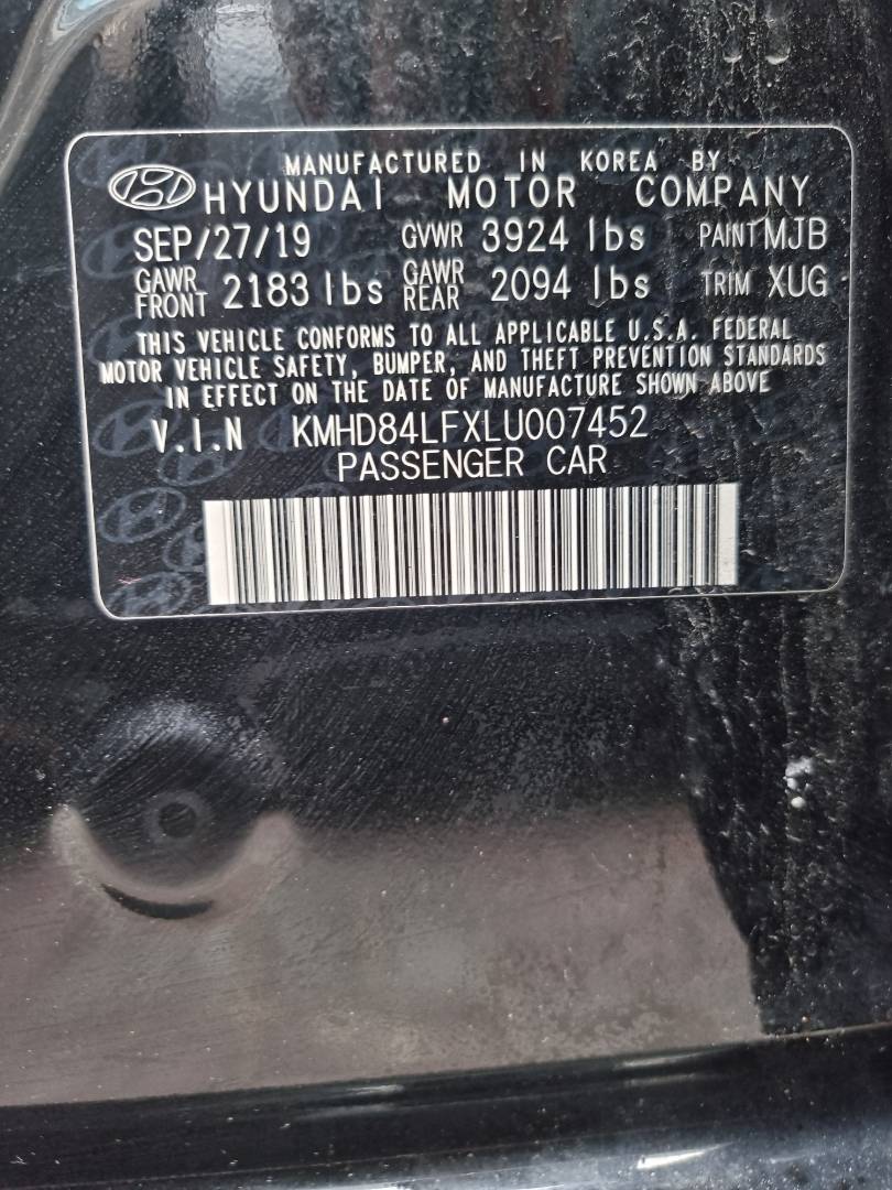 2020 HYUNDAI ELANTRA — 182936 Miles — Lot U007452 — Ind. 12 - Marhaba Auctions Used Cars - Image 8