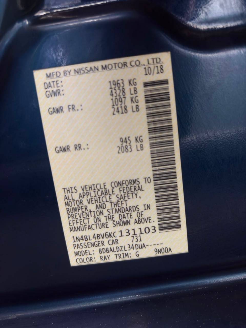 NISSAN ALTIMA 2019 - Marhaba Auction Used Cars - Image 10
